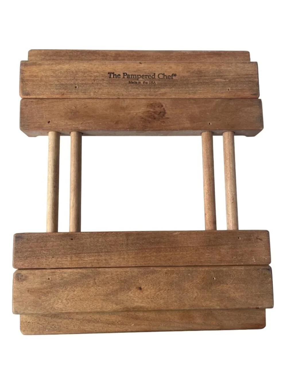 Pampered Chef Stoneware Trivet Adjustable Wood Trivet Cooling/Carry Rack